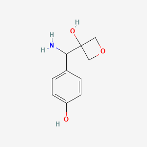 molecular formula C10H13NO3 B13351696 3-(Amino(4-hydroxyphenyl)methyl)oxetan-3-ol 