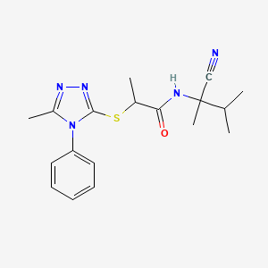 molecular formula C18H23N5OS B13351714 N-(1-cyano-1,2-dimethylpropyl)-2-[(5-methyl-4-phenyl-4H-1,2,4-triazol-3-yl)sulfanyl]propanamide 