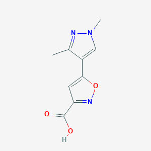 molecular formula C9H9N3O3 B1335175 5-(1,3-dimethyl-1H-pyrazol-4-yl)isoxazole-3-carboxylic acid CAS No. 956369-25-8