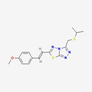 molecular formula C16H18N4OS2 B13351977 4-(2-{3-[(Isopropylsulfanyl)methyl][1,2,4]triazolo[3,4-b][1,3,4]thiadiazol-6-yl}vinyl)phenyl methyl ether 