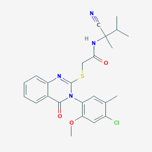 molecular formula C24H25ClN4O3S B13352004 2-{[3-(4-chloro-2-methoxy-5-methylphenyl)-4-oxo-3,4-dihydroquinazolin-2-yl]sulfanyl}-N-(1-cyano-1,2-dimethylpropyl)acetamide 