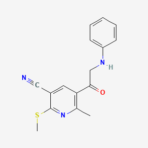 molecular formula C16H15N3OS B13352009 6-Methyl-2-(methylthio)-5-(phenylglycyl)nicotinonitrile 