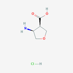 molecular formula C5H10ClNO3 B13352014 (3R,4S)-4-Aminotetrahydrofuran-3-carboxylic acid hydrochloride CAS No. 2307733-91-9