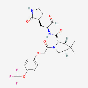 (1R,2S,5S)-6,6-Dimethyl-N-((S)-1-oxo-3-((S)-2-oxopyrrolidin-3-yl)propan-2-yl)-3-(2-(4-(trifluoromethoxy)phenoxy)acetyl)-3-azabicyclo[3.1.0]hexane-2-carboxamide