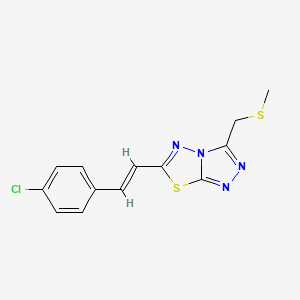 molecular formula C13H11ClN4S2 B13352149 {6-[2-(4-Chlorophenyl)vinyl][1,2,4]triazolo[3,4-b][1,3,4]thiadiazol-3-yl}methyl methyl sulfide 