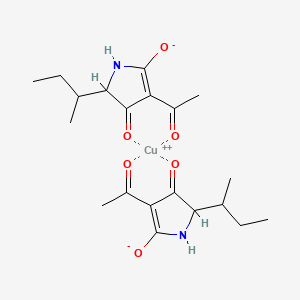 molecular formula C20H28CuN2O6 B13352174 Copper, bis[3-acetyl-5-(1-methylpropyl)-2,4-pyrrolidinedionato-O3,O4]- 