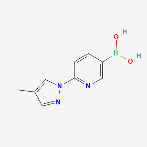 molecular formula C9H10BN3O2 B13352219 (6-(4-Methyl-1H-pyrazol-1-yl)pyridin-3-yl)boronic acid 