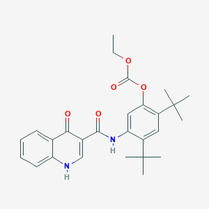 2,4-Di-tert-butyl-5-(4-oxo-1,4-dihydroquinoline-3-carboxamido)phenyl ethyl carbonate