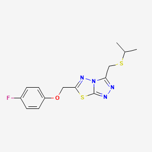 4-Fluorophenyl {3-[(isopropylsulfanyl)methyl][1,2,4]triazolo[3,4-b][1,3,4]thiadiazol-6-yl}methyl ether