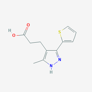 molecular formula C11H12N2O2S B13352393 3-(5-methyl-3-(thiophen-2-yl)-1H-pyrazol-4-yl)propanoic acid 