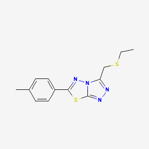 molecular formula C13H14N4S2 B13352411 3-[(Ethylsulfanyl)methyl]-6-(4-methylphenyl)[1,2,4]triazolo[3,4-b][1,3,4]thiadiazole 