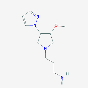 molecular formula C11H20N4O B13352447 3-(3-methoxy-4-(1H-pyrazol-1-yl)pyrrolidin-1-yl)propan-1-amine 