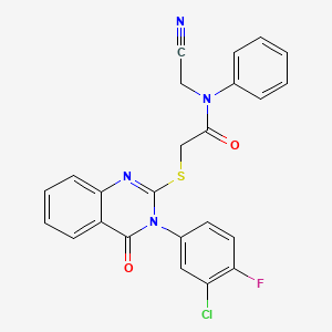 2-((3-(3-Chloro-4-fluorophenyl)-4-oxo-3,4-dihydroquinazolin-2-yl)thio)-N-(cyanomethyl)-N-phenylacetamide