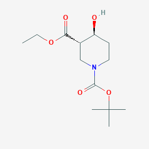 molecular formula C13H23NO5 B13352488 Trans-1-(tert-Butyl) 3-ethyl 4-hydroxypiperidine-1,3-dicarboxylate 