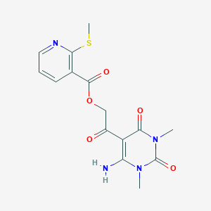 2-(6-Amino-1,3-dimethyl-2,4-dioxo-1,2,3,4-tetrahydropyrimidin-5-yl)-2-oxoethyl 2-(methylsulfanyl)pyridine-3-carboxylate