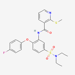 molecular formula C23H24FN3O4S2 B13352559 N-(5-(N,N-Diethylsulfamoyl)-2-(4-fluorophenoxy)phenyl)-2-(methylthio)nicotinamide 