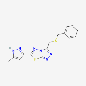 3-[(benzylsulfanyl)methyl]-6-(5-methyl-1H-pyrazol-3-yl)[1,2,4]triazolo[3,4-b][1,3,4]thiadiazole