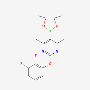 molecular formula C18H21BF2N2O3 B13352942 2-(2,3-Difluorophenoxy)-4,6-dimethyl-5-(4,4,5,5-tetramethyl-1,3,2-dioxaborolan-2-yl)pyrimidine 