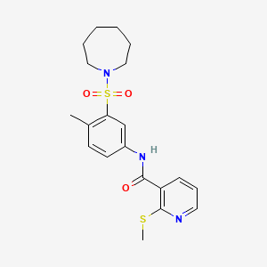 molecular formula C20H25N3O3S2 B13353128 N-(3-(Azepan-1-ylsulfonyl)-4-methylphenyl)-2-(methylthio)nicotinamide 