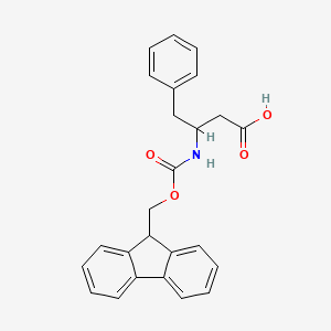 molecular formula C25H23NO4 B1335319 3-((((9H-Fluoren-9-yl)methoxy)carbonyl)amino)-4-phenylbutansäure CAS No. 282524-78-1