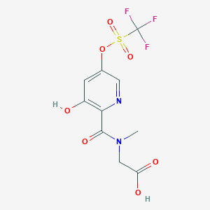 molecular formula C10H9F3N2O7S B13353227 Methyl (3-hydroxy-5-(((trifluoromethyl)sulfonyl)oxy)picolinoyl)glycinate 