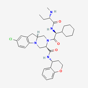 molecular formula C34H44ClN5O4 B13353287 (3S,10AS)-8-chloro-N-((R)-chroman-4-yl)-2-((S)-2-cyclohexyl-2-((S)-2-(methylamino)butanamido)acetyl)-1,2,3,4,10,10a-hexahydropyrazino[1,2-a]indole-3-carboxamide 