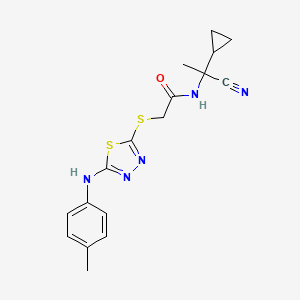 molecular formula C17H19N5OS2 B13353429 N-(1-Cyano-1-cyclopropylethyl)-2-((5-(p-tolylamino)-1,3,4-thiadiazol-2-yl)thio)acetamide 