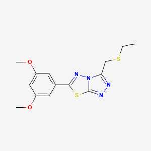 molecular formula C14H16N4O2S2 B13353586 6-(3,5-Dimethoxyphenyl)-3-[(ethylsulfanyl)methyl][1,2,4]triazolo[3,4-b][1,3,4]thiadiazole 