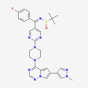 (Z)-N-((4-Fluorophenyl)(2-(4-(6-(1-methyl-1H-pyrazol-4-yl)pyrrolo[2,1-f][1,2,4]triazin-4-yl)piperazin-1-yl)pyrimidin-5-yl)methylene)-2-methylpropane-2-sulfinamide