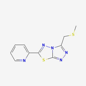 molecular formula C10H9N5S2 B13353675 3-[(Methylsulfanyl)methyl]-6-(pyridin-2-yl)[1,2,4]triazolo[3,4-b][1,3,4]thiadiazole 