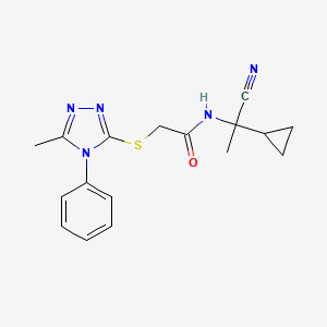 molecular formula C17H19N5OS B13353734 N-(1-Cyano-1-cyclopropylethyl)-2-((5-methyl-4-phenyl-4H-1,2,4-triazol-3-yl)thio)acetamide 