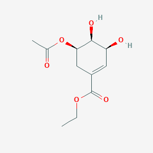 molecular formula C11H16O6 B13353758 Ethyl (3S,4S,5R)-5-acetoxy-3,4-dihydroxycyclohex-1-ene-1-carboxylate 