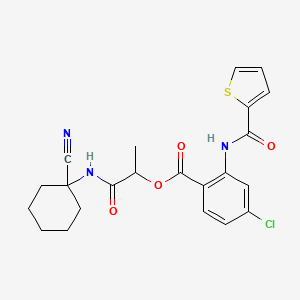 molecular formula C22H22ClN3O4S B13353770 1-((1-Cyanocyclohexyl)amino)-1-oxopropan-2-yl 4-chloro-2-(thiophene-2-carboxamido)benzoate 