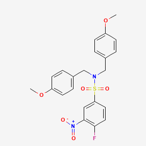 molecular formula C22H21FN2O6S B13353788 4-Fluoro-N,N-bis(4-methoxybenzyl)-3-nitrobenzenesulfonamide 