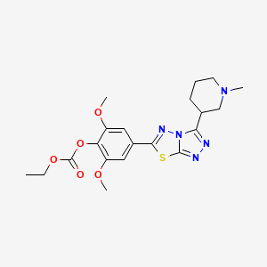 molecular formula C20H25N5O5S B13354012 2,6-Dimethoxy-4-[3-(1-methyl-3-piperidinyl)[1,2,4]triazolo[3,4-b][1,3,4]thiadiazol-6-yl]phenyl ethyl carbonate 