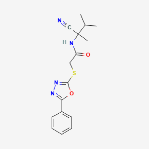 molecular formula C16H18N4O2S B13354060 N-(1-cyano-1,2-dimethylpropyl)-2-[(5-phenyl-1,3,4-oxadiazol-2-yl)sulfanyl]acetamide 