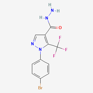 molecular formula C11H8BrF3N4O B1335407 1-(4-Bromophenyl)-5-(trifluoromethyl)-1H-pyrazole-4-carbohydrazide CAS No. 618090-98-5