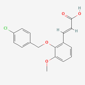 molecular formula C17H15ClO4 B13354086 3-{2-[(4-Chlorobenzyl)oxy]-3-methoxyphenyl}acrylic acid 