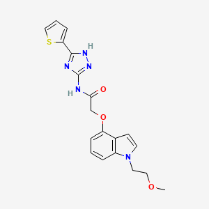 molecular formula C19H19N5O3S B13354102 2-{[1-(2-methoxyethyl)-1H-indol-4-yl]oxy}-N-[5-(thiophen-2-yl)-1H-1,2,4-triazol-3-yl]acetamide 