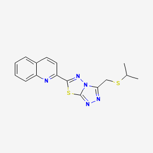 molecular formula C16H15N5S2 B13354207 2-{3-[(Isopropylsulfanyl)methyl][1,2,4]triazolo[3,4-b][1,3,4]thiadiazol-6-yl}quinoline 