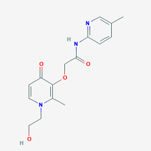 molecular formula C16H19N3O4 B13354234 2-((1-(2-hydroxyethyl)-2-methyl-4-oxo-1,4-dihydropyridin-3-yl)oxy)-N-(5-methylpyridin-2-yl)acetamide 