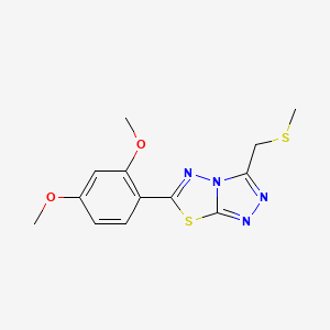 molecular formula C13H14N4O2S2 B13354325 6-(2,4-Dimethoxyphenyl)-3-[(methylsulfanyl)methyl][1,2,4]triazolo[3,4-b][1,3,4]thiadiazole 