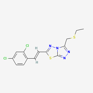 molecular formula C14H12Cl2N4S2 B13354353 6-[2-(2,4-Dichlorophenyl)vinyl]-3-[(ethylsulfanyl)methyl][1,2,4]triazolo[3,4-b][1,3,4]thiadiazole 