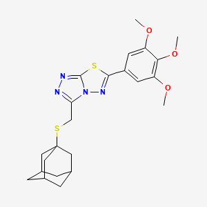 molecular formula C23H28N4O3S2 B13354362 3-[(1-Adamantylsulfanyl)methyl]-6-(3,4,5-trimethoxyphenyl)[1,2,4]triazolo[3,4-b][1,3,4]thiadiazole 