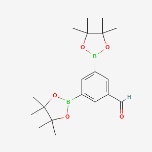 molecular formula C19H28B2O5 B13354387 3,5-Bis(4,4,5,5-tetramethyl-1,3,2-dioxaborolan-2-yl)benzaldehyde 