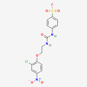 molecular formula C15H13ClFN3O6S B13354400 4-({[2-(2-Chloro-4-nitrophenoxy)ethyl]carbamoyl}amino)benzenesulfonyl fluoride CAS No. 25240-47-5