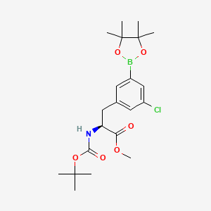 molecular formula C21H31BClNO6 B13354406 Methyl N-(tert-butoxycarbonyl)-3-chloro-5-(4,4,5,5-tetramethyl-1,3,2-dioxaborolan-2-yl)-L-phenylalaninate CAS No. 942070-92-0