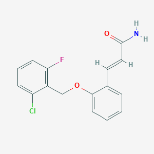 molecular formula C16H13ClFNO2 B13354466 3-{2-[(2-Chloro-6-fluorobenzyl)oxy]phenyl}acrylamide 