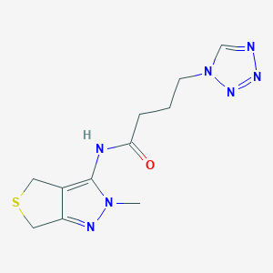 molecular formula C11H15N7OS B13354493 N-(2-methyl-2,6-dihydro-4H-thieno[3,4-c]pyrazol-3-yl)-4-(1H-tetraazol-1-yl)butanamide 