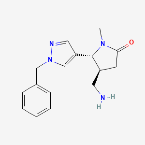 molecular formula C16H20N4O B13354527 (4S,5R)-4-(aminomethyl)-5-(1-benzyl-1H-pyrazol-4-yl)-1-methylpyrrolidin-2-one 